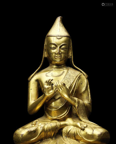 西藏 约十五世纪 铜鎏金古萨里像