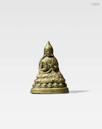 西藏 约十五世纪 喇嘛铜像