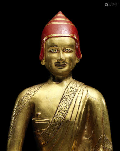 西藏 约1468年 铜鎏金伐那惹那像