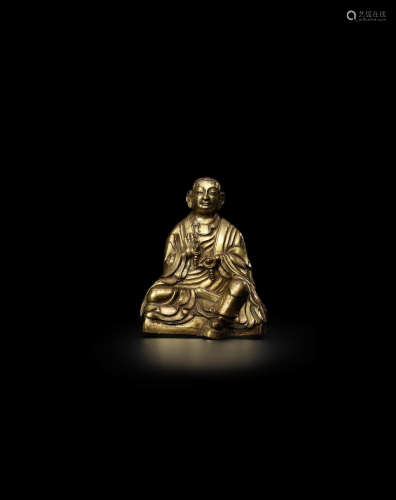 西藏 十八世纪 铜鎏金迦里迦像