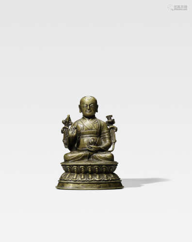 西藏 十六世纪 铜错银罗俄索南伦珠像