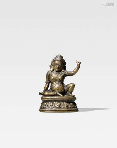 西藏 十六世纪 铜错银毘鲁巴像