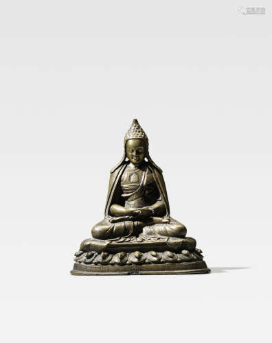 西藏 十四/十五世纪 僧格嘉森铜像