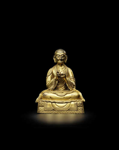 西藏 十八世纪 铜鎏金戒博迦像