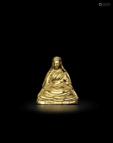 西藏 十八世纪 铜鎏金阿氏多像