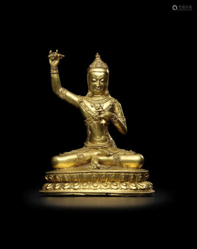 西藏 十五世纪 铜鎏金刚塔帕达像