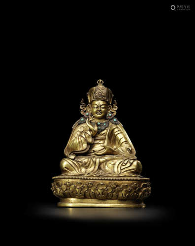 不丹 十八世纪 铜鎏金莲花生大士像