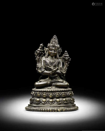 西藏 帕拉复兴 十八世纪 文殊菩萨铜像