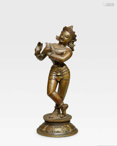 A COPPER ALLOY FIGURE OF VENUGOPALA ORISSA, 17TH/18TH CENTURY