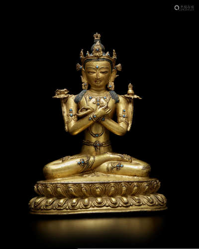 西藏 约十四世纪 铜鎏金金刚总持像