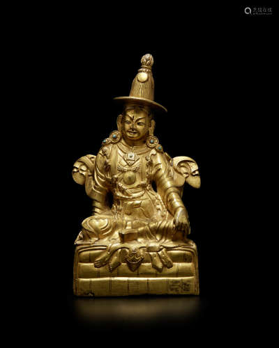德格 藏东 十九世纪 铜鎏金格萨尔王像