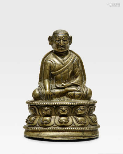 西藏 十四世纪 噶举喇嘛铜像