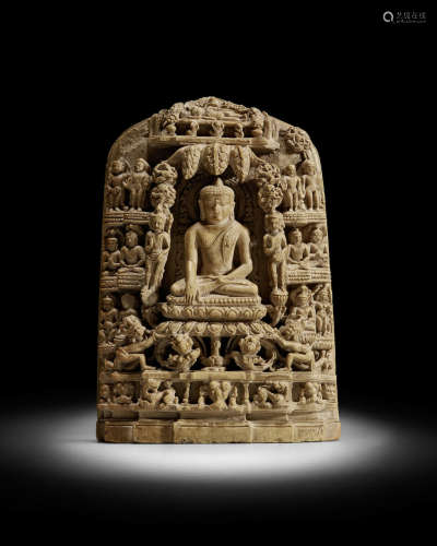 印度东北部 帕拉时期 约十二世纪 佛本生故事小型石碑