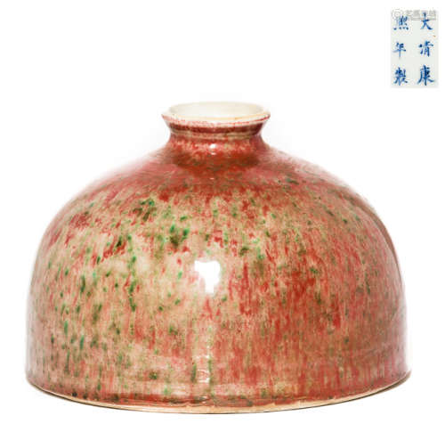 Chinese Antique Peach Bloom Glazed Porcelain Water Pot, Qing Dynasty