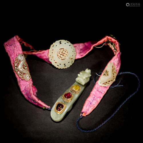 Chinese Antique Celadon Jade Belt Hook, 19th Century