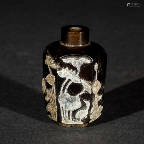 Antique Tea Crystal Snuff Bottle, 18-19th Century