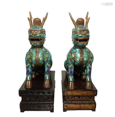 Chinese AntiquePair Bronze Kylin, Late 19th Century