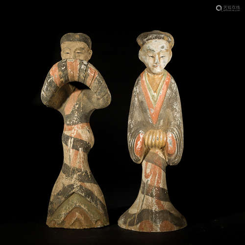 Pair Chinese Pottery Figure