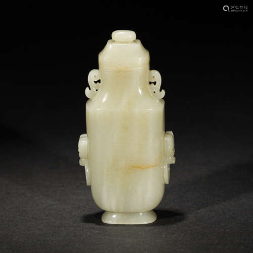 Chinese Antique Celadon Jade Vase, 19th Century