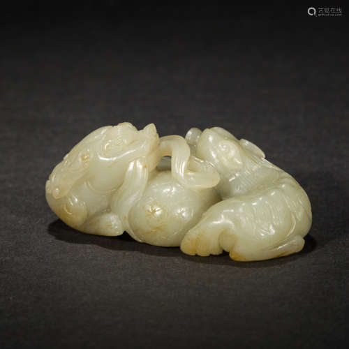 Chinese Antique Jade Figure: Shi-shi, 19th Century