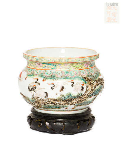 Chinese Antique Rose Famille Porcelain Brush Washer, Qing Dynasty