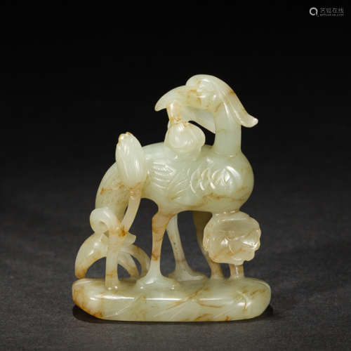 Chinese Antique Celadon Jade Figure, 19th Century