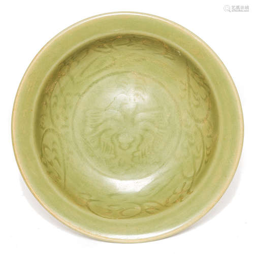 Chinese Antique Longquan Celadon Porcelain Dish, Ming Dynasty