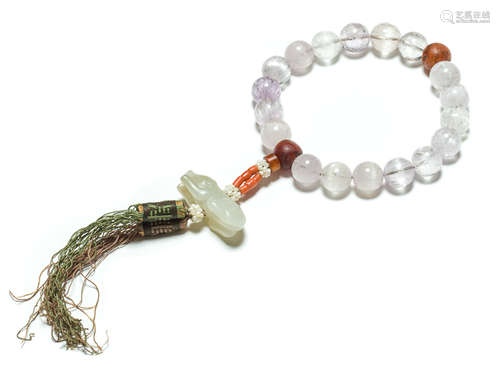 Chinese Antique Tourmaline Prayer Beads, 19th Century