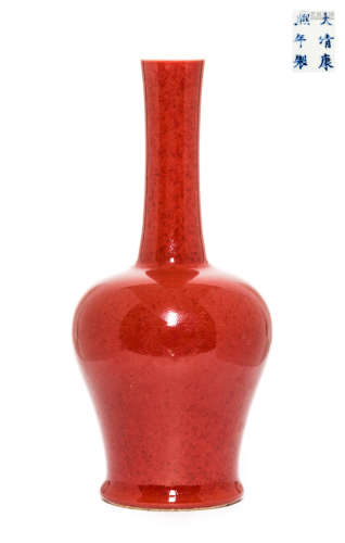 Chinese Antique Export Ox-Blood Glazed Porcelain Vase, Qing Dynasty