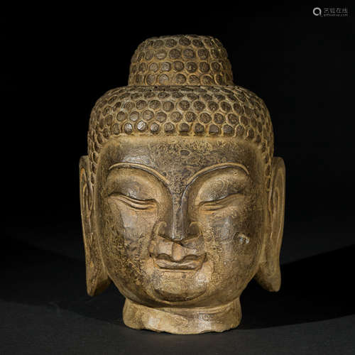 Chinese Antique Stone Buddha Head, North Qi Dynasty