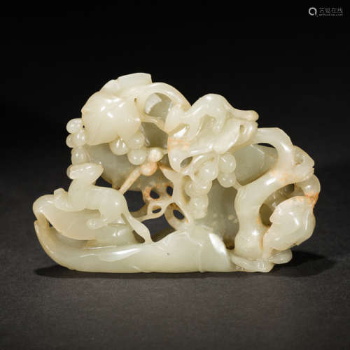 Chinese Antique White Jade Pendant, 19th Century