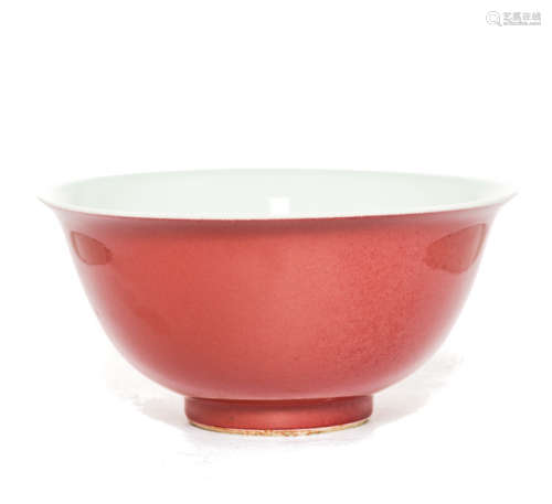 Chinese Antique Lang Ware Red Glazed Porcelain Bowl, 18th-19th Century