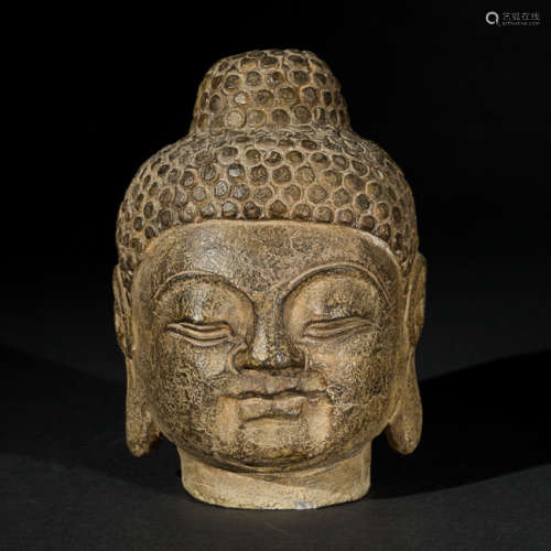 Chinese Antique Stone Buddha Head, North Qi Dynasty