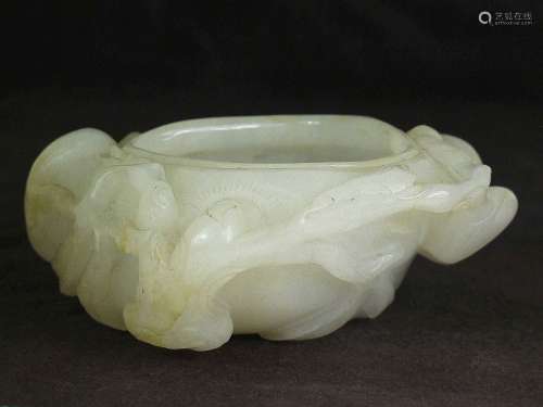 A Chinese White Jade Brush Pot