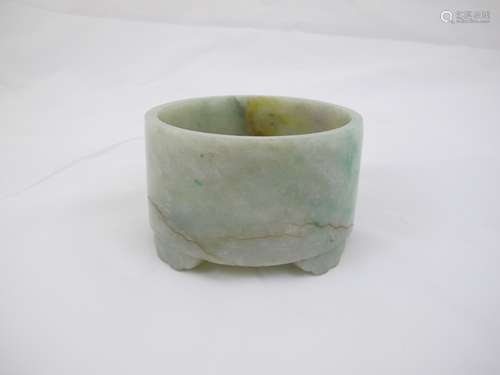 A Chinese Qing Dyansty Jadeite Brush Wash Pot