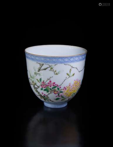 A famile-rose porcelain Egg Shell Cup