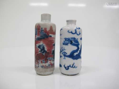 Two Chinese snuff porcelain bottles