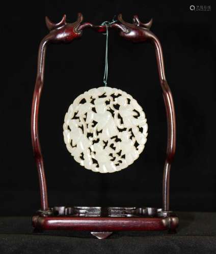A Chinese carving jade with stand