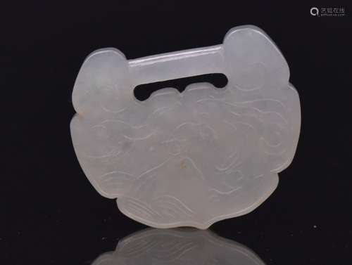 A Translucent Icy Jadeite Carved Dragon Pendant