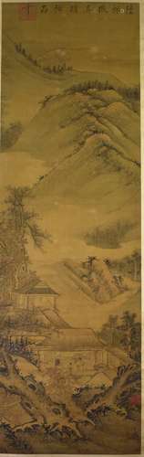 Attributed To -Lu Tan Wei( ? - 485) With Song HuiSong Inscription and Seals<br>Ink And Color On Silk, Hanging Scroll. Signed And Many Collectors Seal.<br>164 x 51 cm (64  1/2 x 20 in)<br>傳 - 陸探微 (?-485）宋徽宗題 約7.5 平尺<br>軸心：設色绢本<br>款識：陸探微製<br>題拔：陸探微真蹟神品<br>鈐印：宣和御覽，多枚藏家印