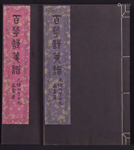Qing - A Set Of Two Printed Flowers Books