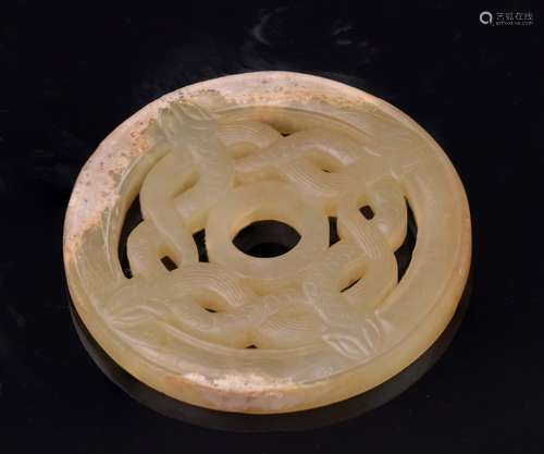 Antique - A Jade Circular Snake Pendant