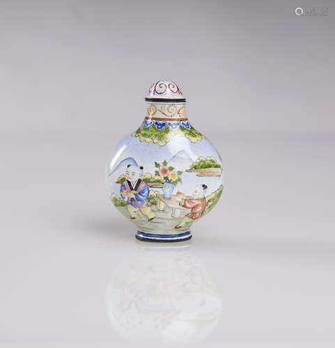 Late Qing/Republic-A Enamel ‘Figure’ Snuff Bottle