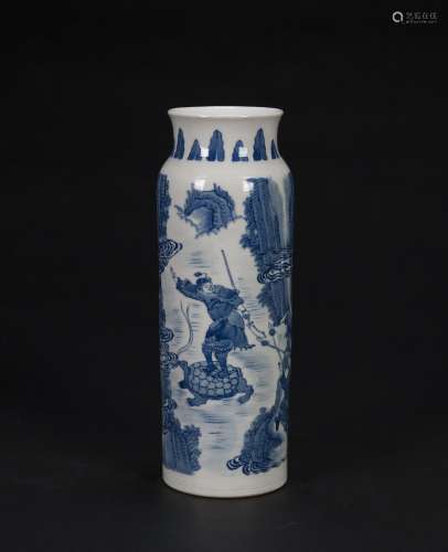 A Blue And White ‘Figure’ Straight Vase
