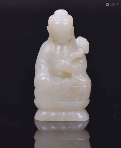 Qing-  A White Jade Carved Quan Yin