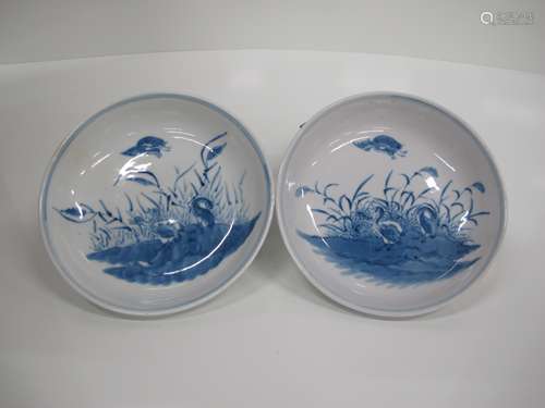 A Pair of Blue and White Porcelain Plates