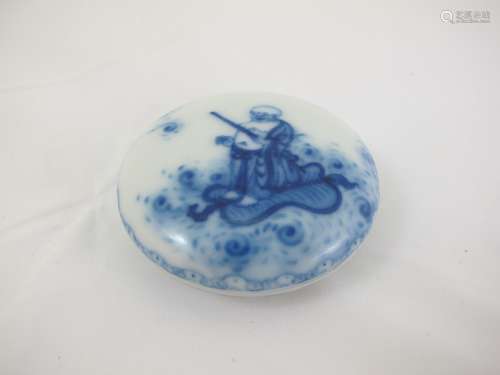 A Blue and White Porcelain  Ink Box