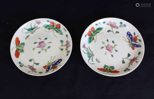 A Pair of Famile-Rose  Plates