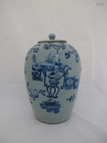 A Blue and White Porcelain Jar with Cover