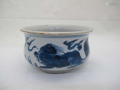 A Chinese Blue and White Porcelain Censer